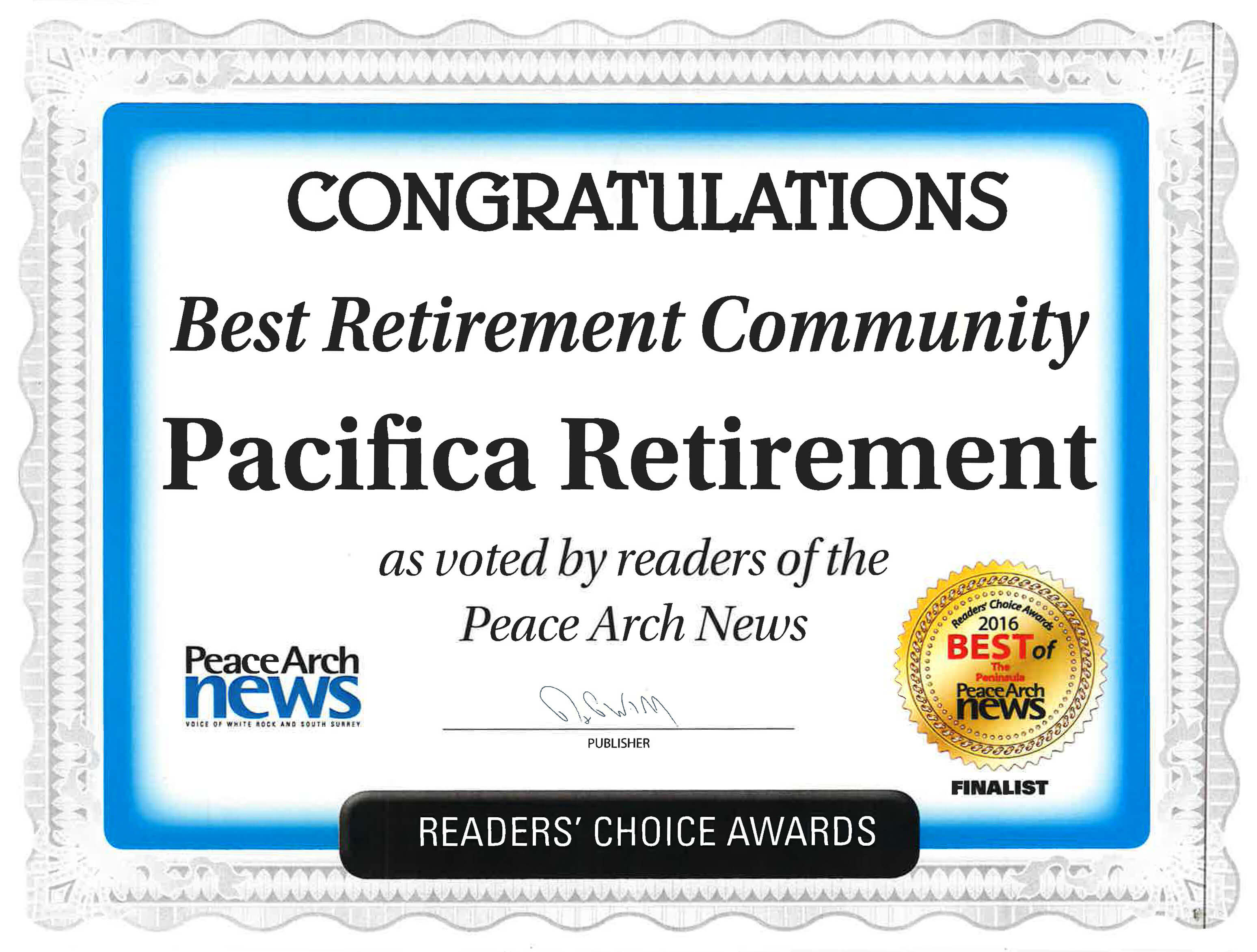 Best Retirement Community Award